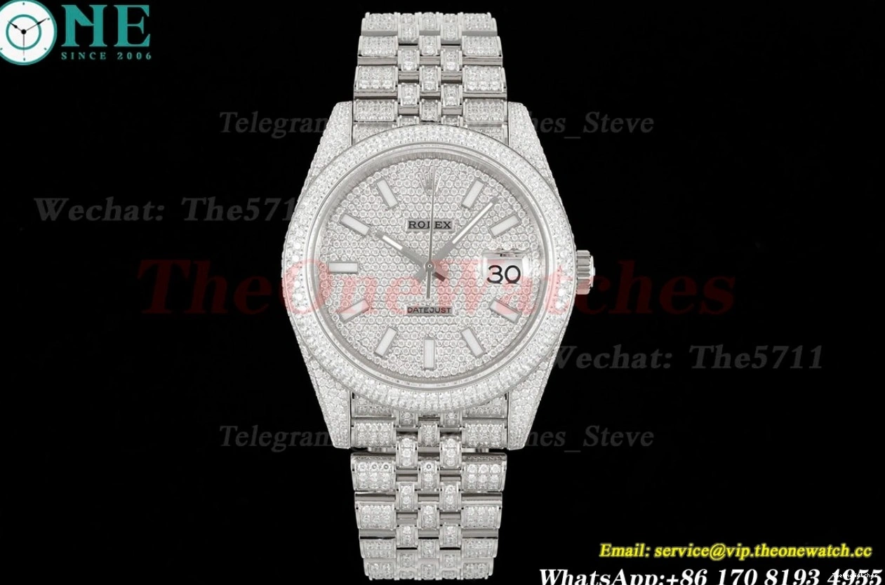 Diamonds A2824 SS GMF Datejust 41mm 904L SS Full Dia Stk 0223